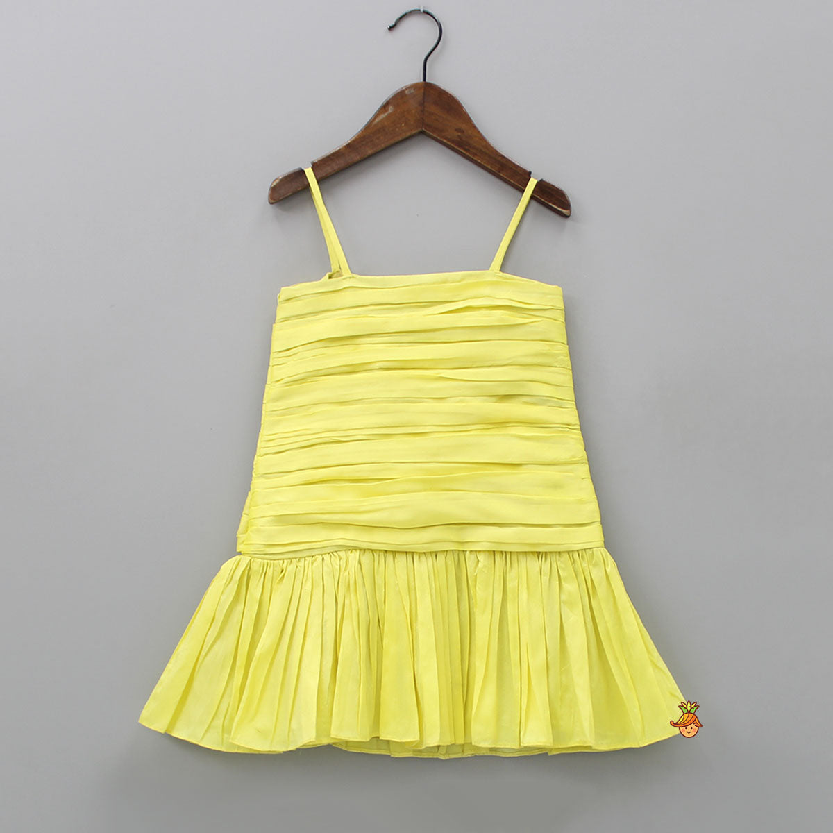 Pre Order: Spaghetti Strap Pleated Yellow Dress
