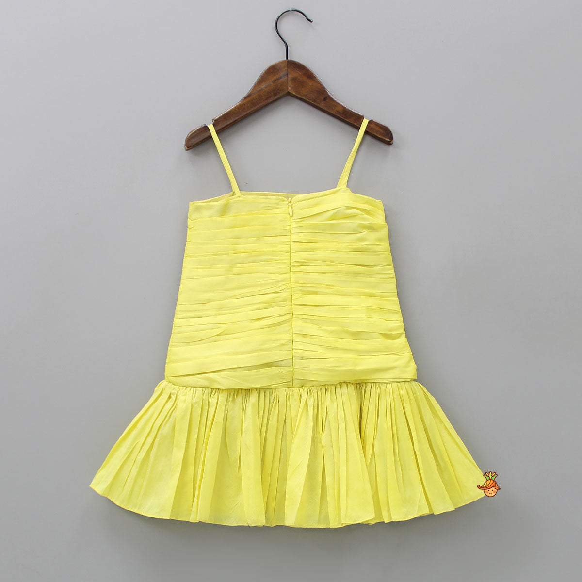 Pre Order Spaghetti Strap Pleated Yellow Dress Little Muffet