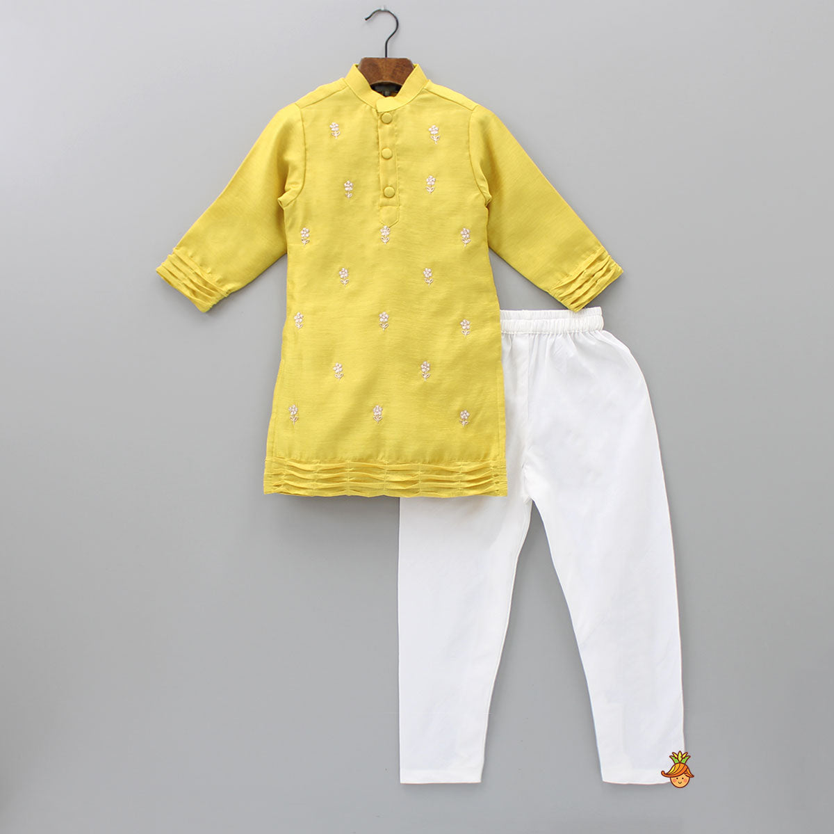 Pre Order: Exquisite Embroidered Pin Tuck Detailed Kurta With Pyjama