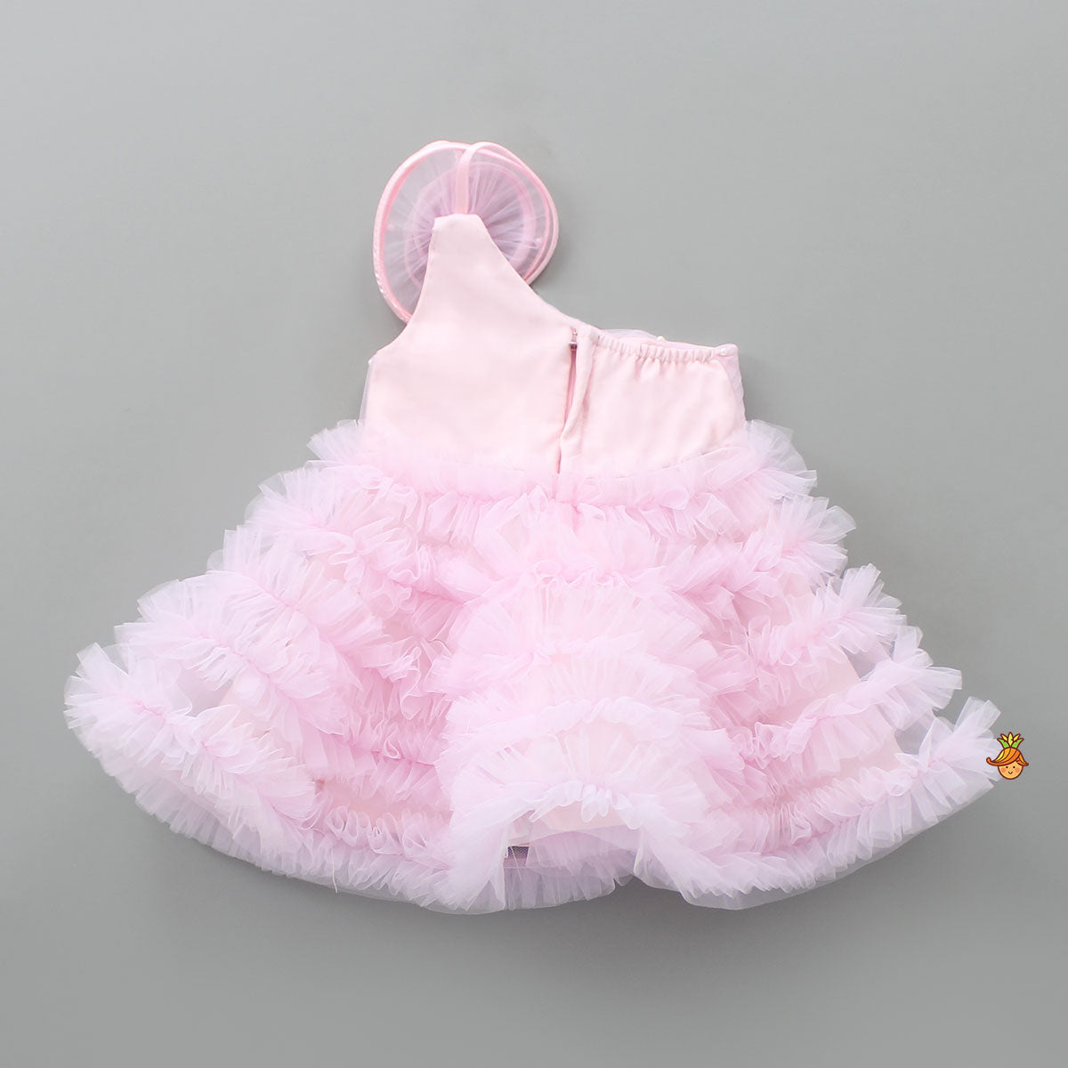 Swirl Enhanced One Shoulder Pink Dress