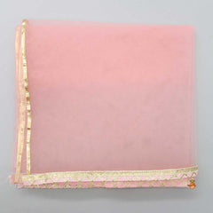 Floral Printed Angarkha Cotton Top And Sharara With Matching Pink Net Dupatta