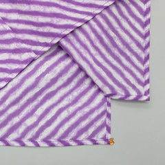 Leheriya Printed Mandarin Collar Purple Kurta With White Pyjama