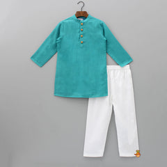Pre Order: Kurta With Motifs Printed Jacket And White Pyjama