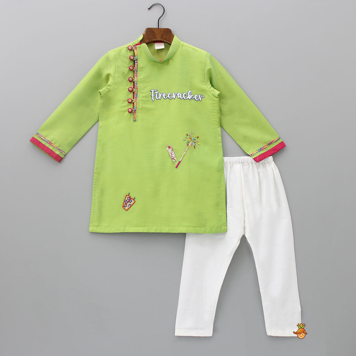 Pre Order: Festive Firecracker Embroidered Kurta And Pyjama