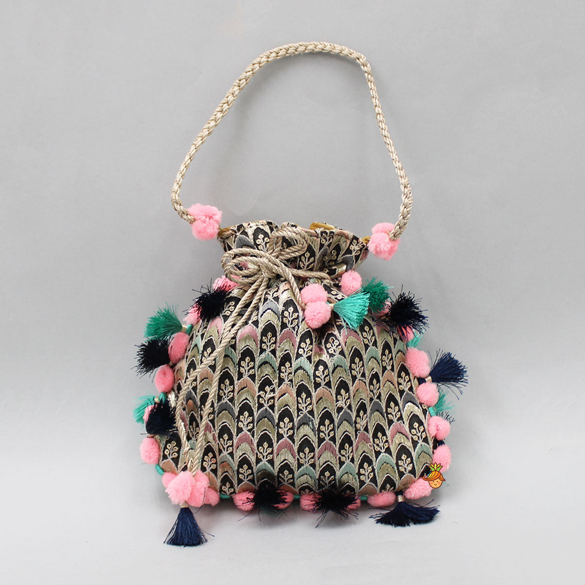 Pre Order: Exquisite Sequins Work Dual Toned Fringed Detailed Potli Bag