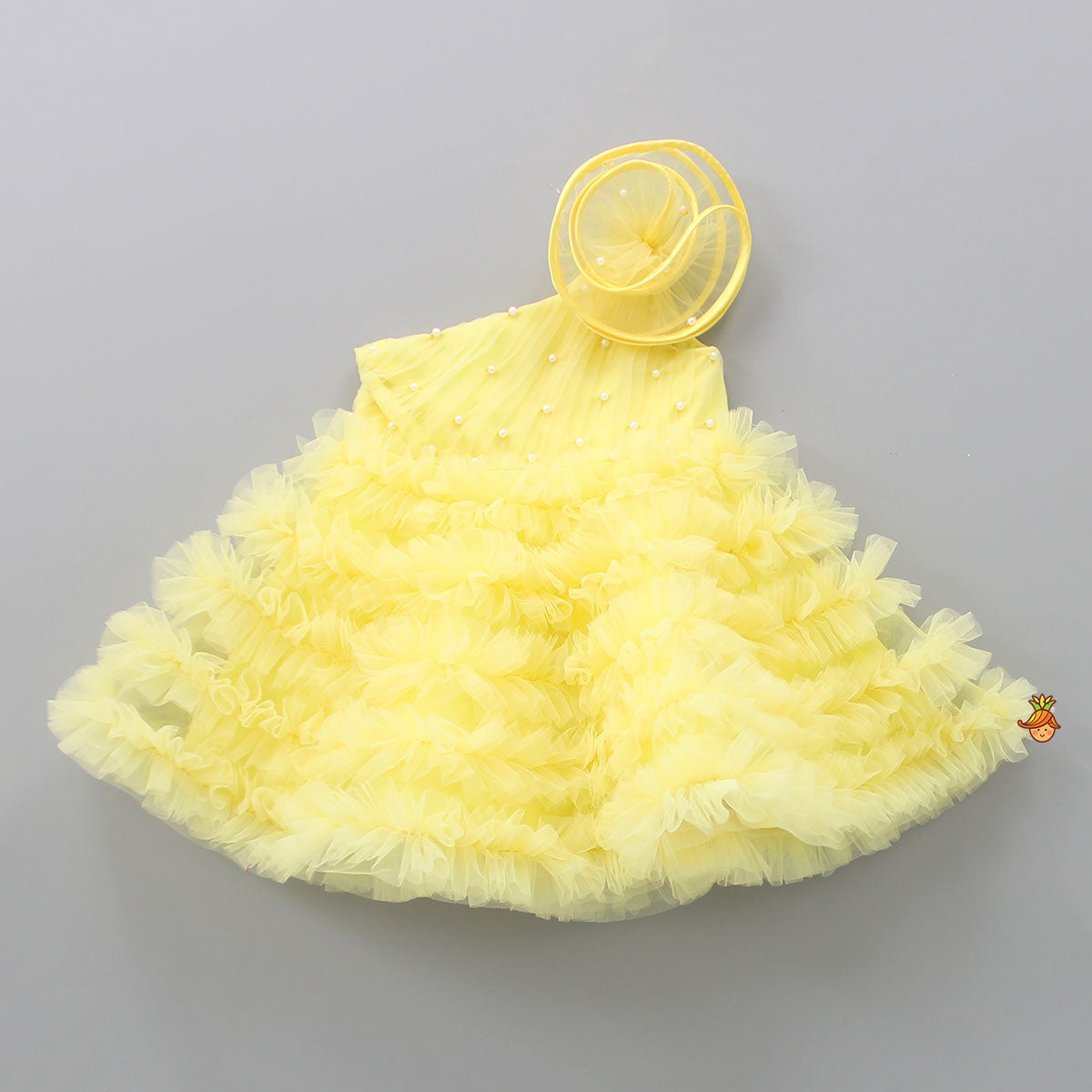 Swirl Enhanced One Shoulder Yellow Dress