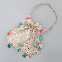 Pre Order: Lovely Sequins And Thread Work Potli Bag
