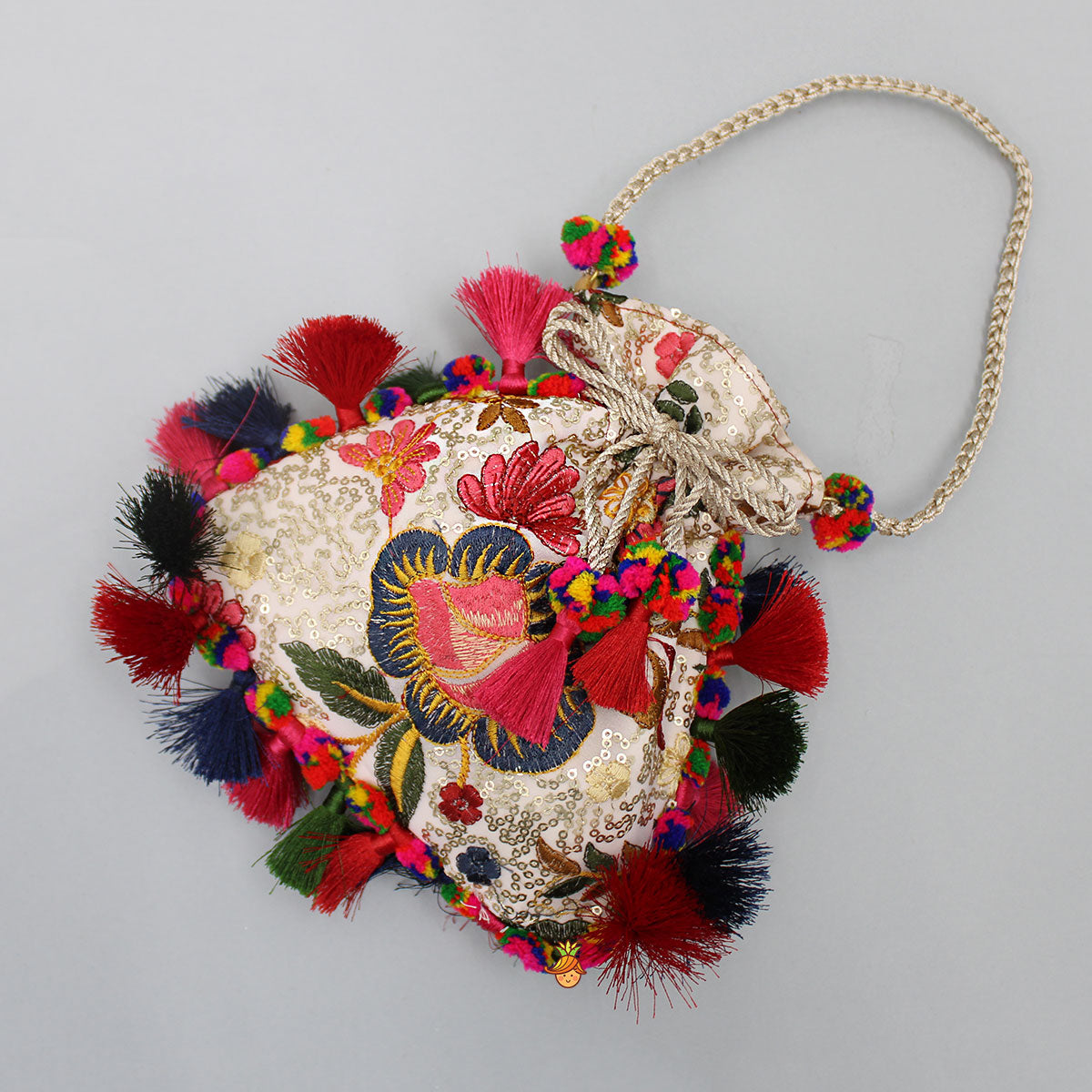 Vibrant Multicolour Floral Embroidered Potli Bag