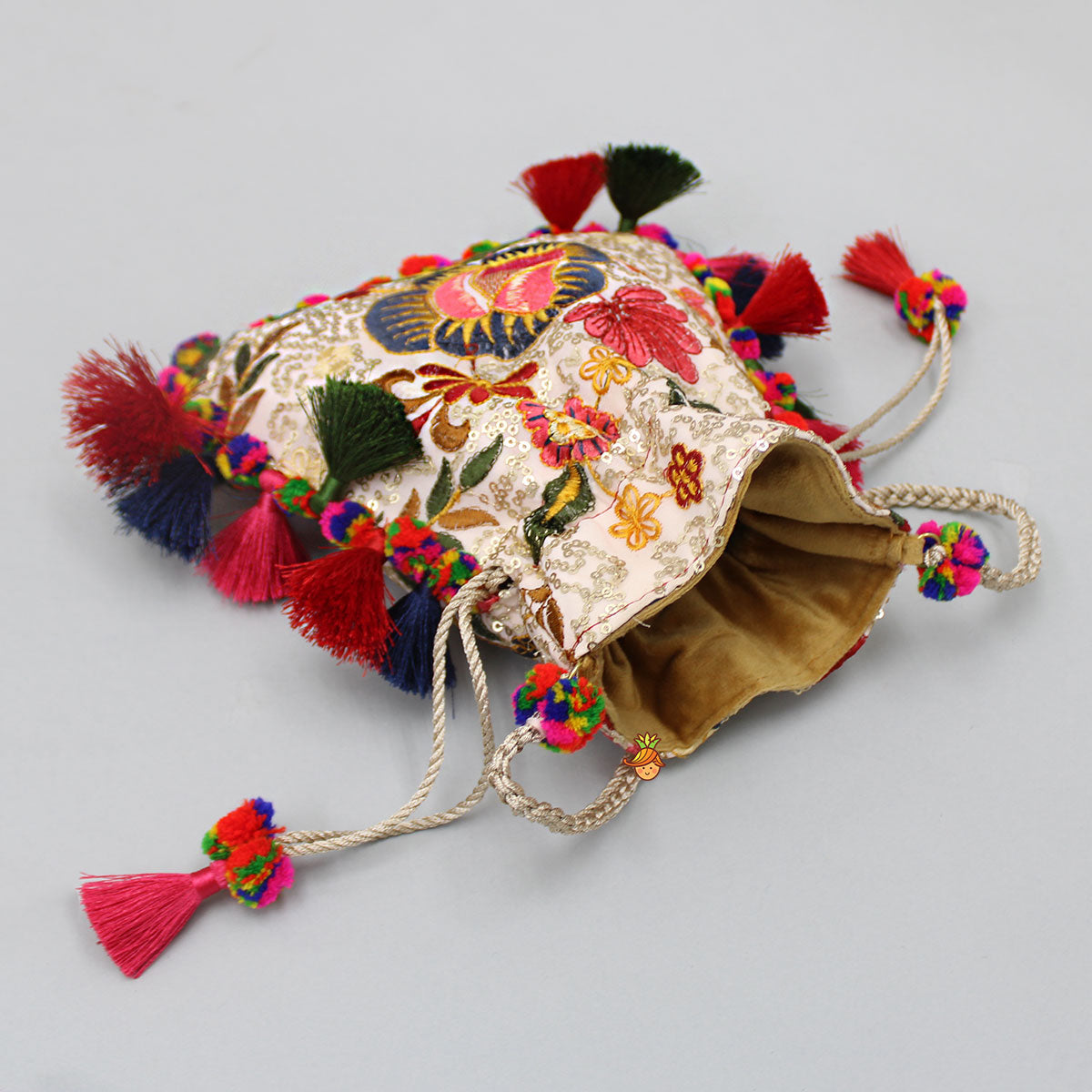 Vibrant Multicolour Floral Embroidered Potli Bag
