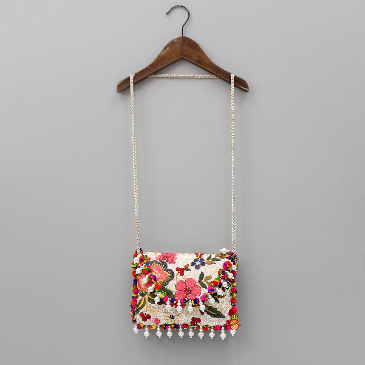 Pre Order: Vibrant Multicolour Flowers Embroidered Sling Bag