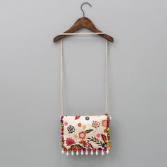 Pre Order: Vibrant Multicolour Flowers Embroidered Sling Bag