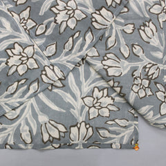 Pre Order: Floral Printed Grey Kurta With Printed Pyjama