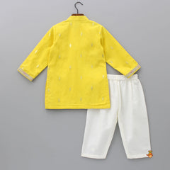 Pre Order: Ethnic Exquisite Yellow Kurta With Off White Pyjama