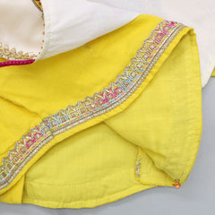 Pre Order: Embroidered Yellow Stylish Sleeves Top And Sharara With Dupatta