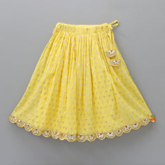 Pre Order: Ethnic Embroidered Yellow Top And Lehenga