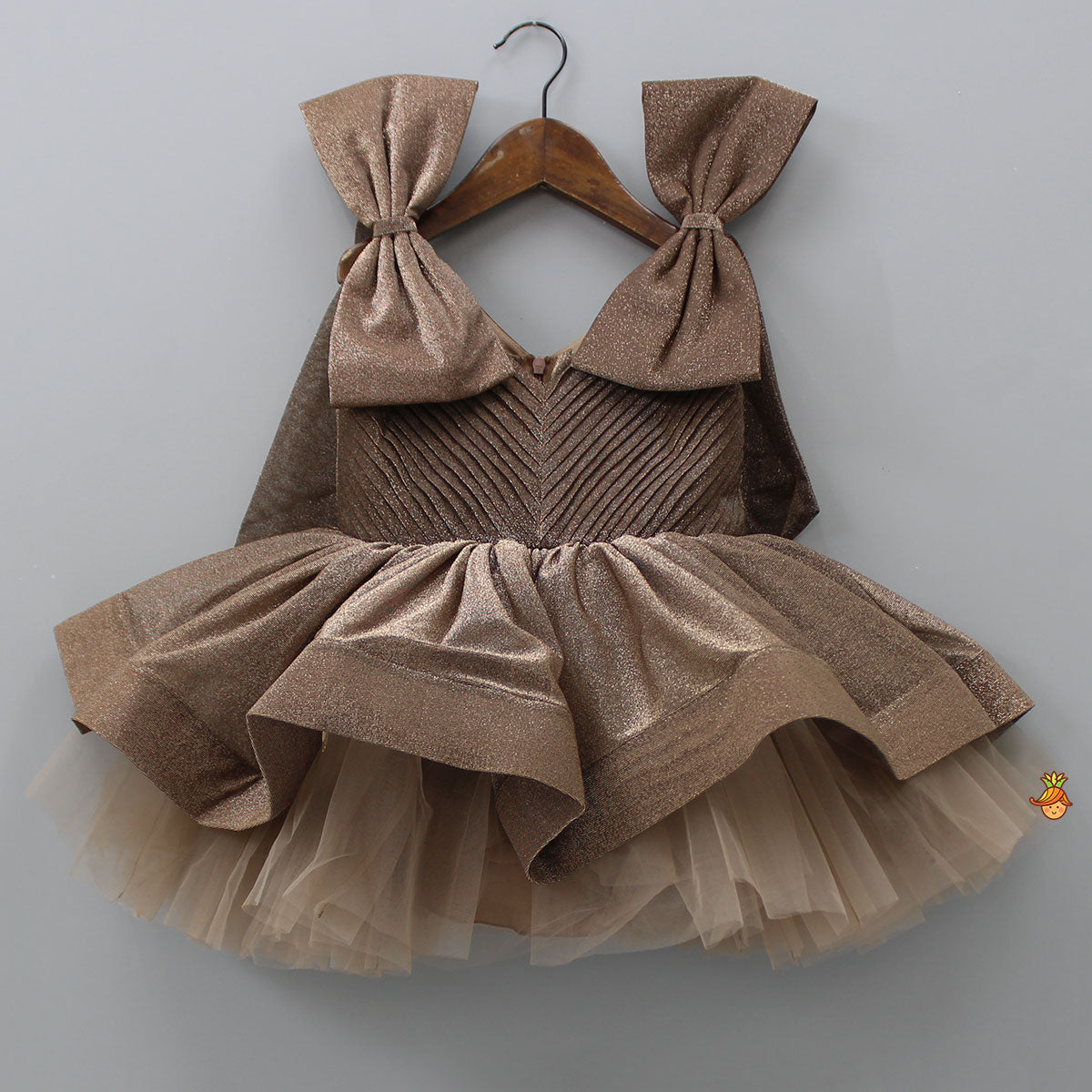 Bows Enhanced Shimmery Brown Dress