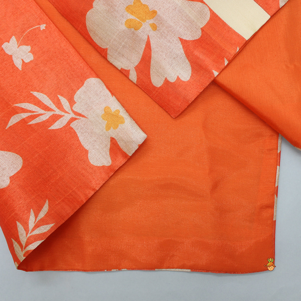 Floral Printed Orange Kurta With Pyjama