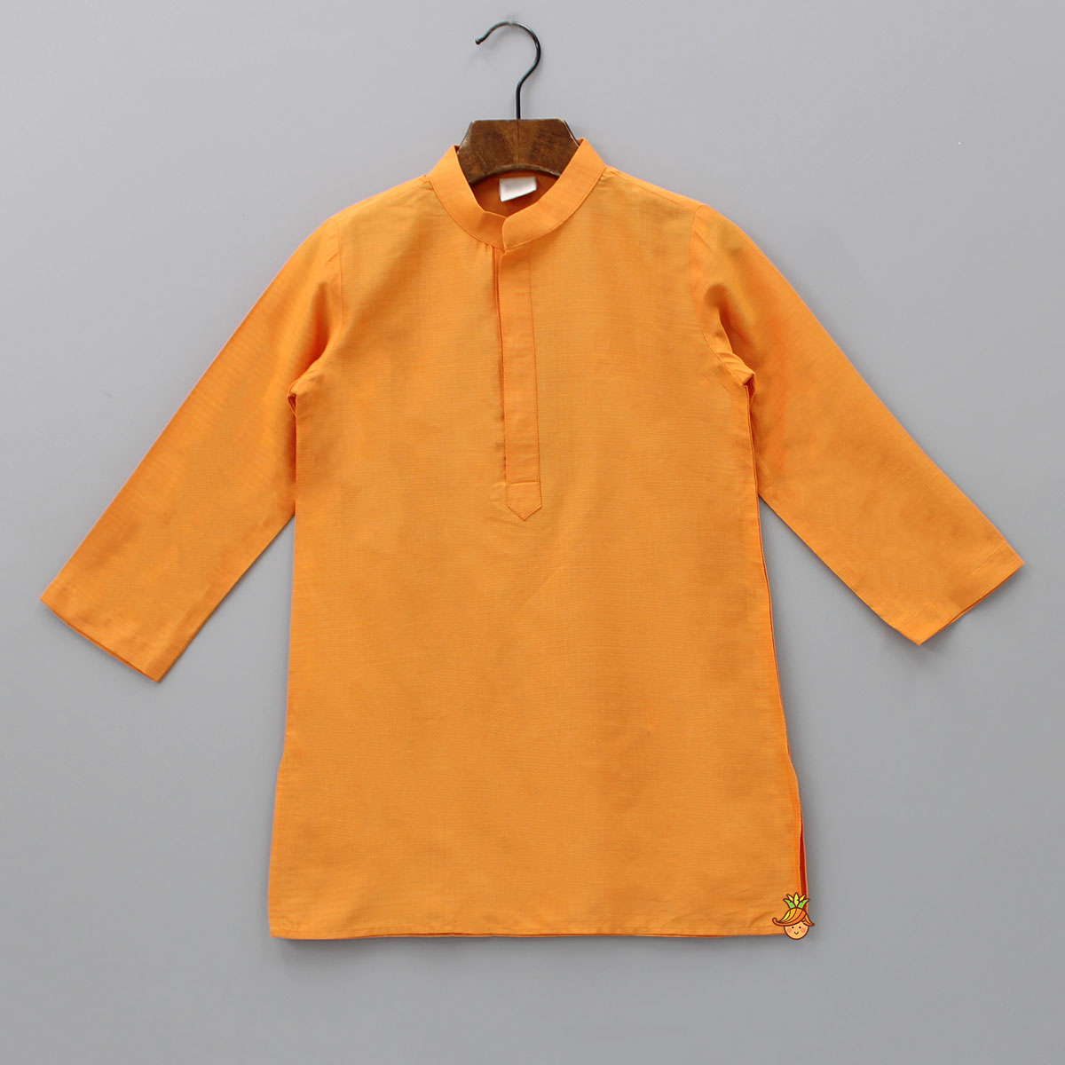 Orange Kurta With Ganesha Embroidered Jacket And Pyjama