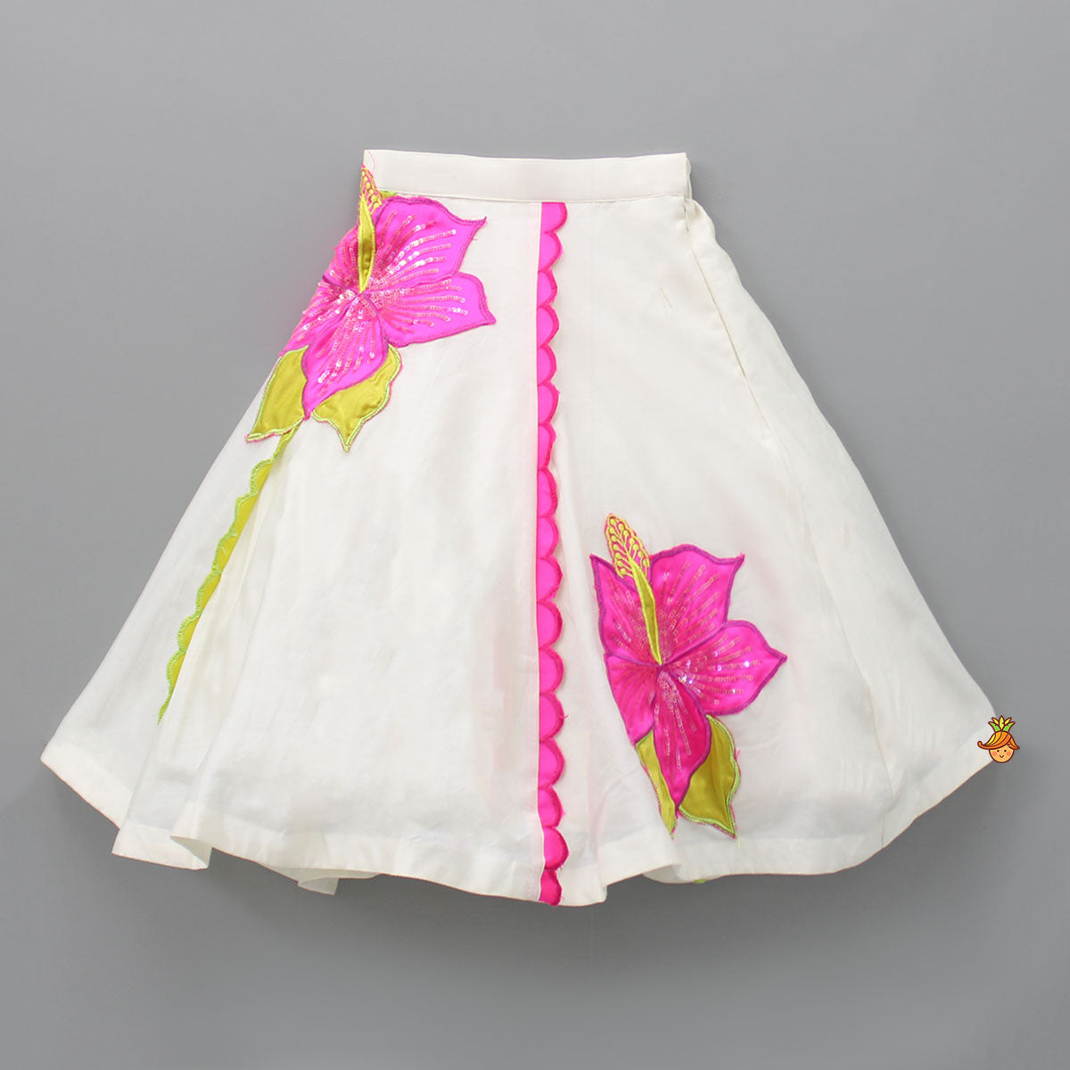 Exquisite Floral Embroidered Top And Lehenga With Potli Bag