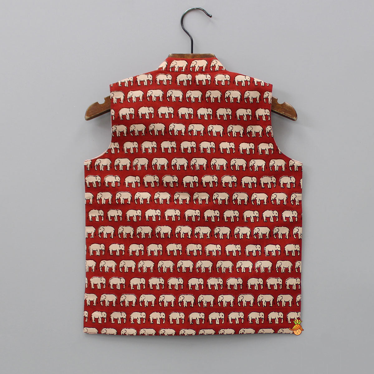 Ethnic Printed Red Sleeveless Jacket