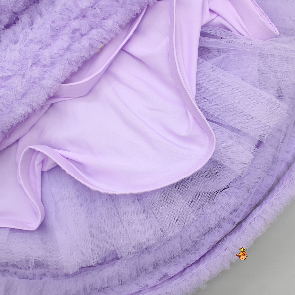 Sequins Embellished Yoke Frilled Net Gown