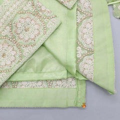 Pre Order: Splendid Embroidered Georgette Green Kurti With Sharara And Dupatta