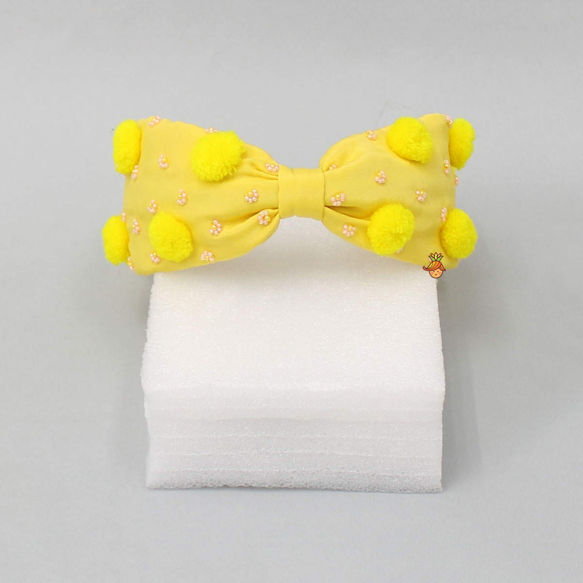 Cute Pom Poms And Beads Detailed Yellow Hair Band