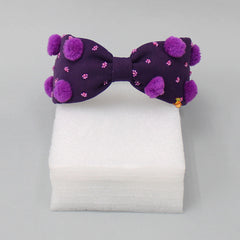 Pre Order: Pom Poms And Beads Embroidered Purple Hair Band