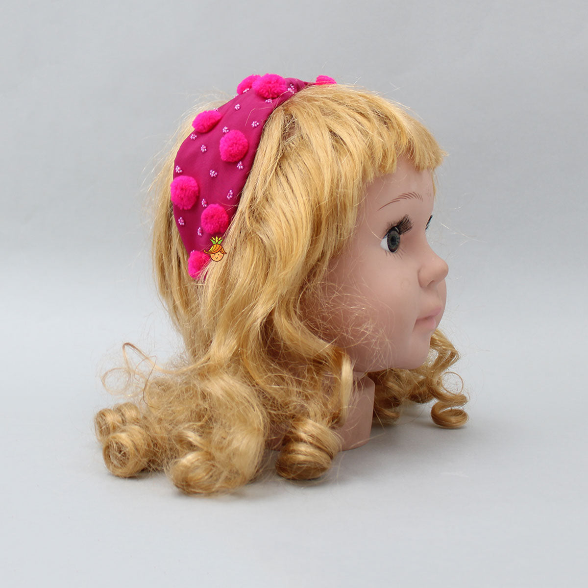 Cute Pom Poms And Beads Detailed Pink Hair Band