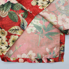 Pre Order: Floral Printed Kurta With Black Velvet Jacket And Pyjama