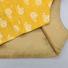 Ethnic Kurta With Stylish Floral Printed Yellow Jacket And Dhoti