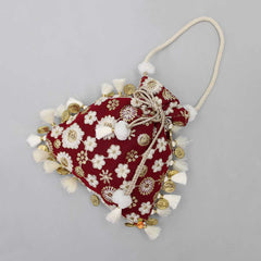 Pre Order: Fabulous Embroidered Red Potli Bag