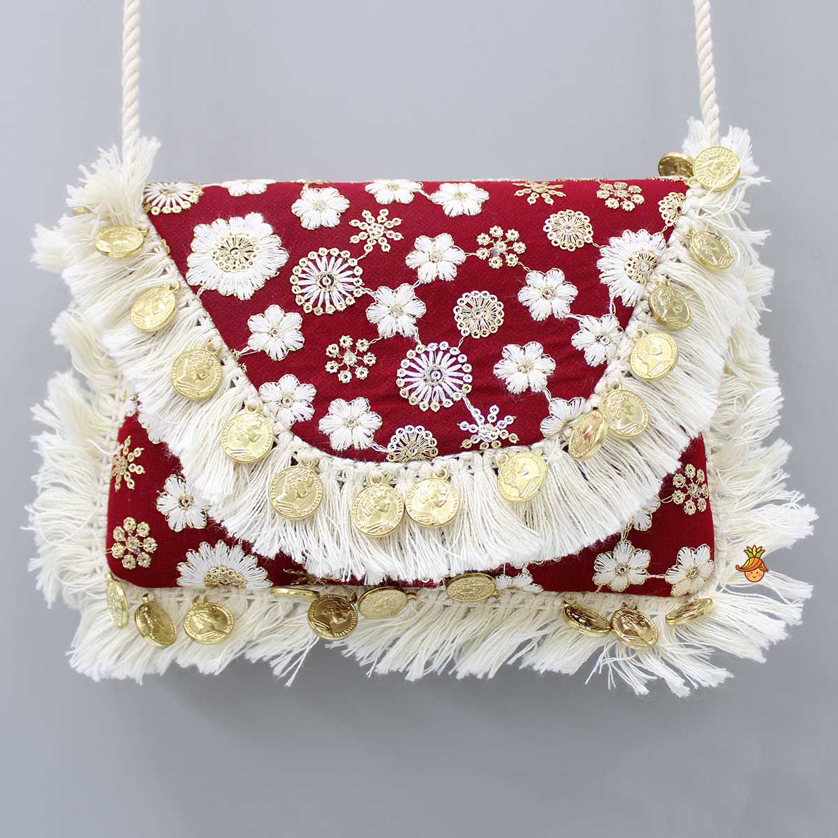 Embroidered Red Sling Bag