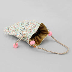 Pre Order: Elegant Embroidered Braided String Potli Bag