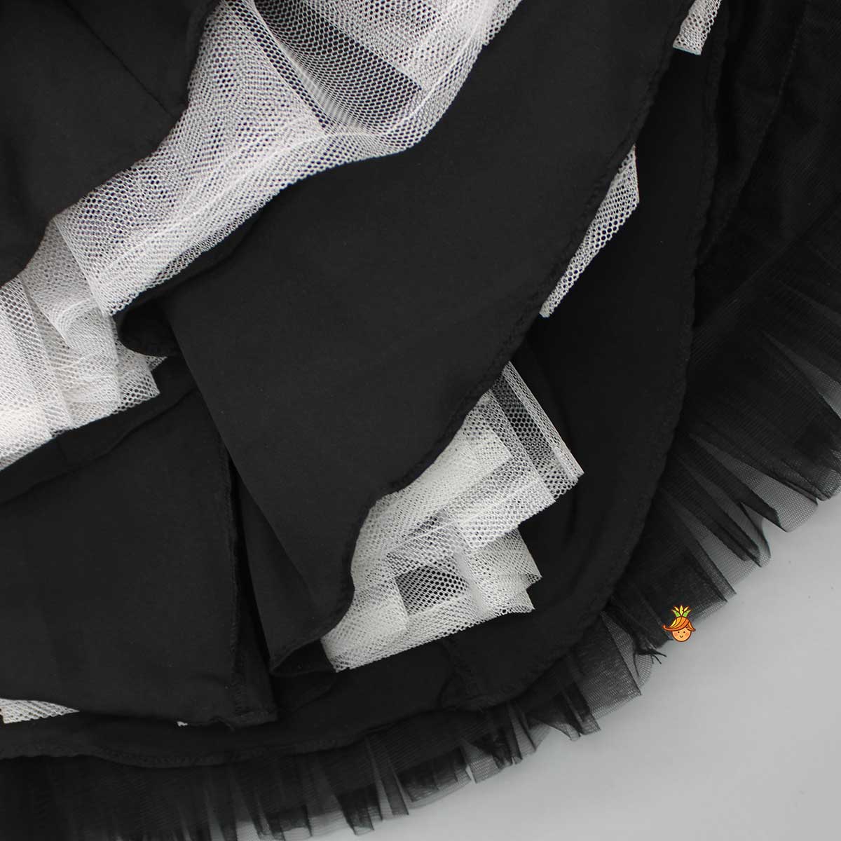 Stylish Black Top With Layered Net Lehenga