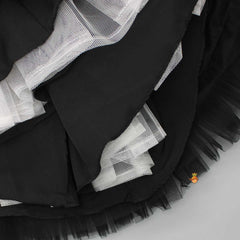 Pre Order: Stylish Black Top With Layered Net Lehenga