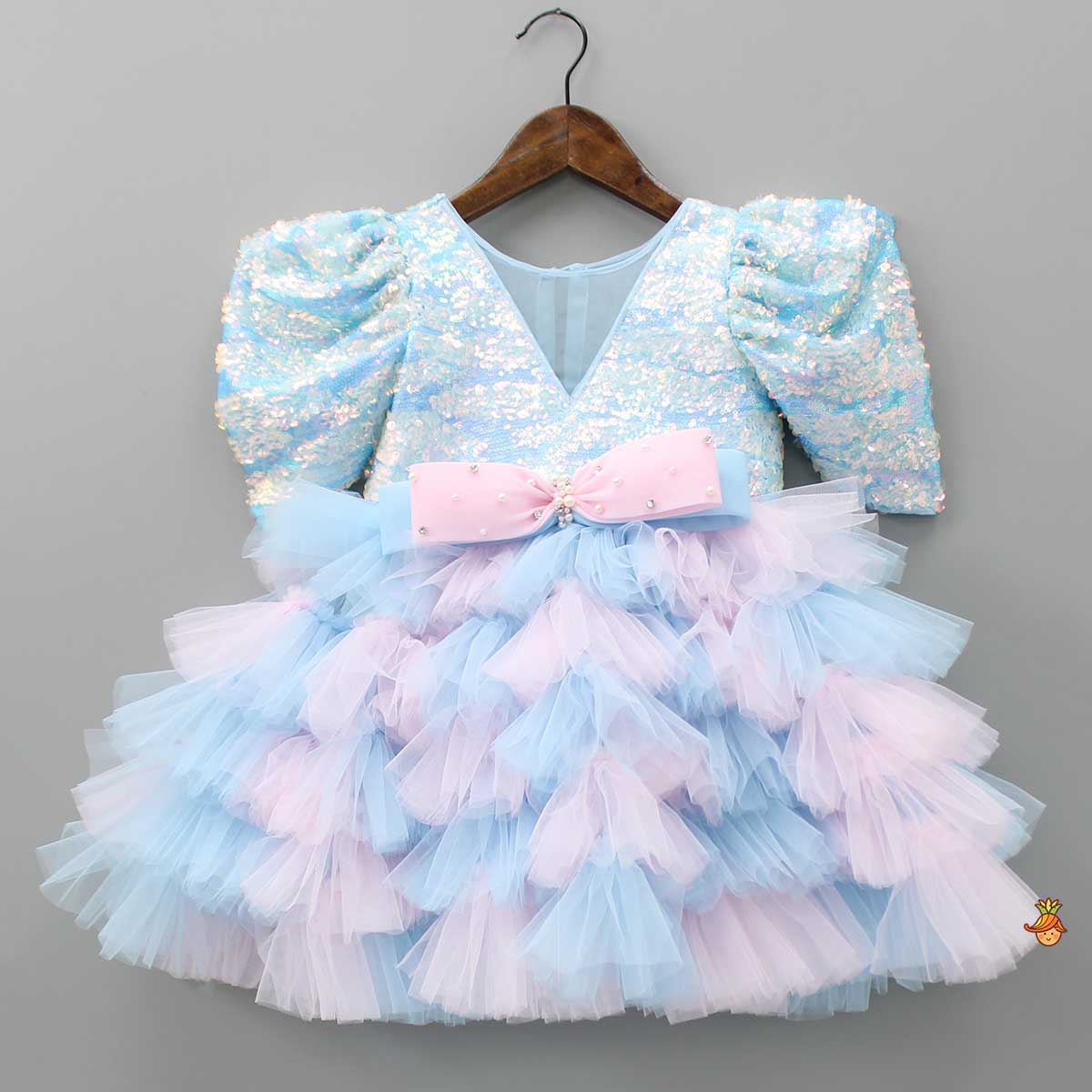 Pre Order: Sequins Beautified Dual Toned Net Dress