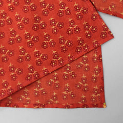 Floral Printed Kurta With Stylish Full Sleeves Jacket And Pyjama