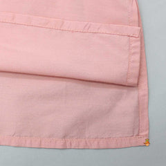 Cotton Silk Peach Kurta With Pocket Square Embroidered Jacket And Pyjama