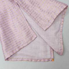 Pre Order: Pure Tissue Mandarin Collar Lilac Kurta With Open Jacket And Pyjama