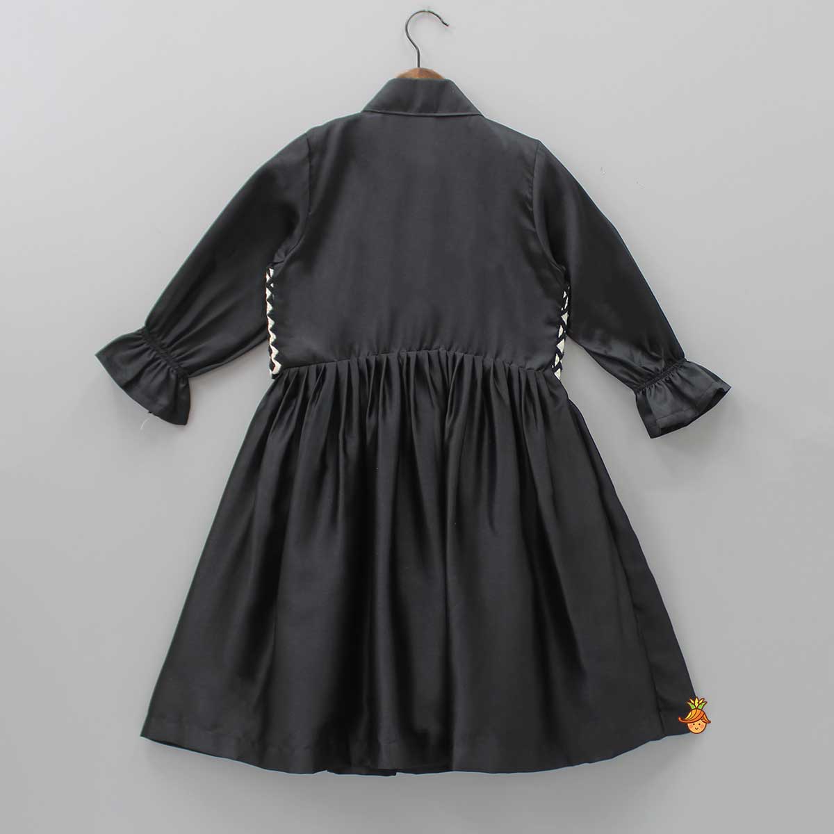 Elegant Black Jacket Style Collar Dress