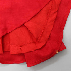 Pre Order: Embroidered Yoke Tassels Enhanced Red Kurti And Dhoti