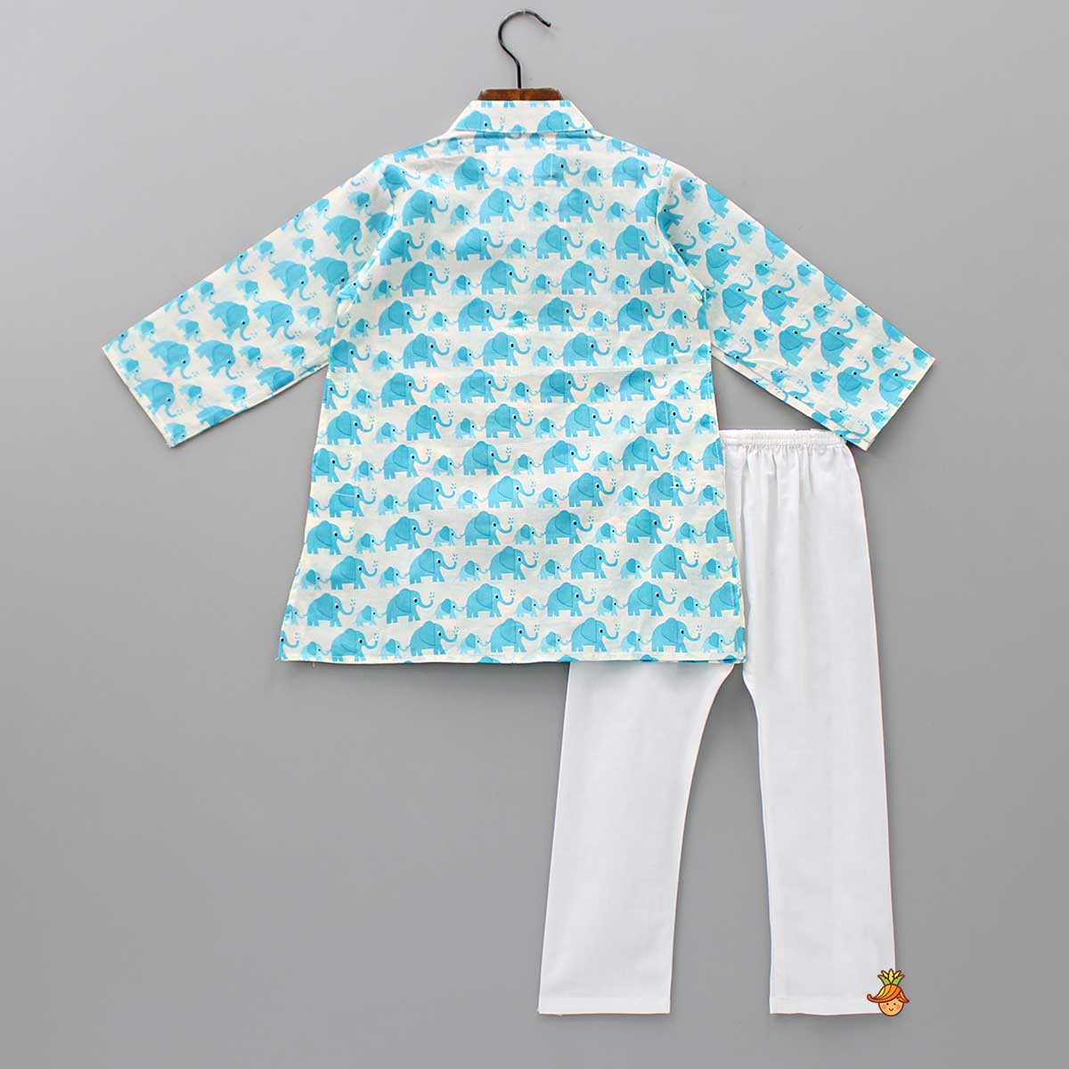 Hand Block Printed Pure Cotton Blue Kurta And Pyjama