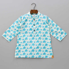 Pre Order: Hand Block Printed Pure Cotton Blue Kurta And Pyjama