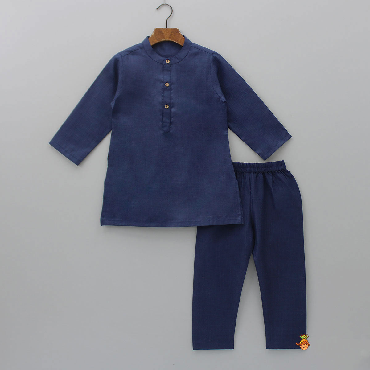 Blue Kurta With Pocket Detail Jacket And Pyjama