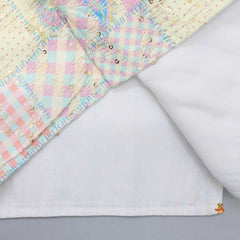 Peach Kurta With Embroidered Multicolour Jacket And Pyjama