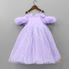 Pre Order: Exquisite Ruffled Lavender Gown With Matching Hair Clip