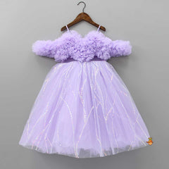 Pre Order: Exquisite Ruffled Lavender Gown With Matching Hair Clip