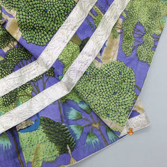Pre Order: Peacock Printed Multicolour Flared Kurti With Sharara And Diagonal Lace Detail Green Dupatta