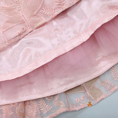Pre Order: Strappy Pink Embroidered String Top And Lehenga With Stylish Dupatta
